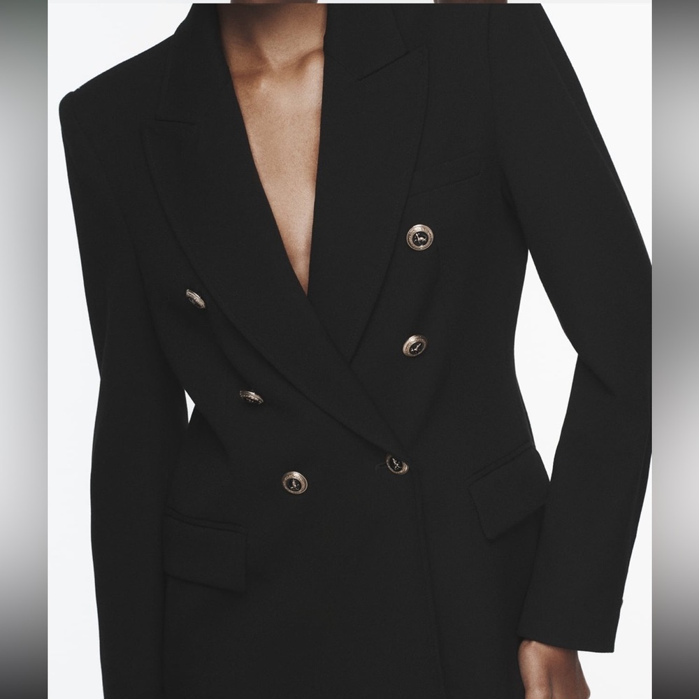Zara Tailored Double Breasted Blazer in Beige